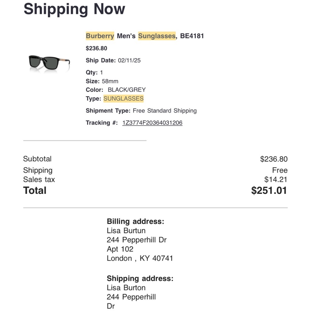 Burberry Black and Gray Men's Sunglasses - Picture 3 of 3